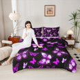 thumbnail image 6 of Manfei Girls Purple Butterfly Bedding Comforter Set, Romantic Animal Twin Comforter Sets, Kawaii Princess Style Reversible Bedding Set, Microfiber Bedroom Decor, 2-Piece, 6 of 9