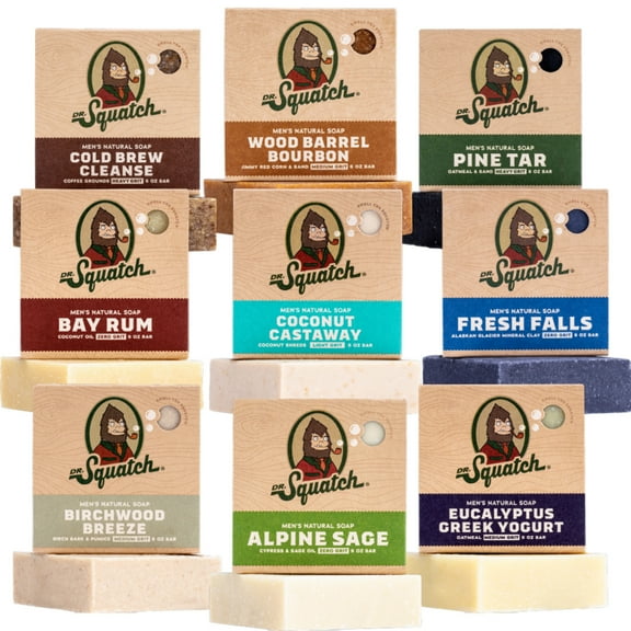 Dr. Squatch Natural Bar Soap for Men Variety Gift Set - Variety Pack (5 oz, 9-Pack)