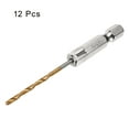 thumbnail image 3 of Uxcell 12pack Hex Shank Drill Bit 5/64" M35 High Speed Steel Titanium Coated Twist Drill Bit 71mm Long with 1/4" Shank, 3 of 5