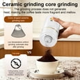 thumbnail image 2 of Portable Electric Burr Coffee Grinder, Mini Rechargeable Electric Coffee Bean Grinder with Cleaning Brush, Auto-Stop, Coffee Grinder for Espresso, French Press, Travel, Camping, Home & Office, White, 2 of 7