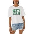 thumbnail image 3 of Women's Gameday Couture White North Texas Mean Green Claim To Fame Boxy Cropped T-Shirt, 3 of 5