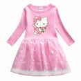 thumbnail image 3 of Hello Kitty Cute Cartoon Print Fashion Pleated Dress Long-sleeved Casual Skirt, 3 of 17