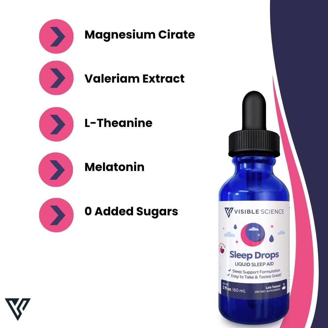 Visible Science Sleep Drops – Flavor Liquid Sleep Aid Supplement – Berry, 2 fl oz (60 mL)