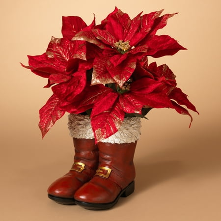Holiday Santa Boots Planter Vase Pot Festive 2 Pack Fancy Flower Christmas Decor