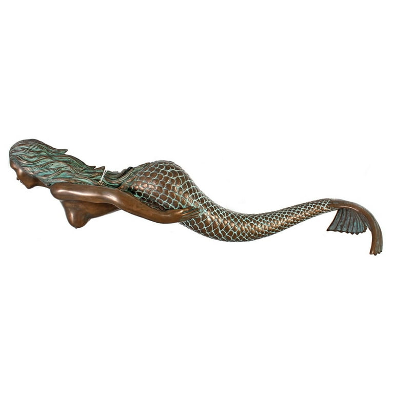 Serina Verde Bronze Finish Large Swimming Mermaid Hanging