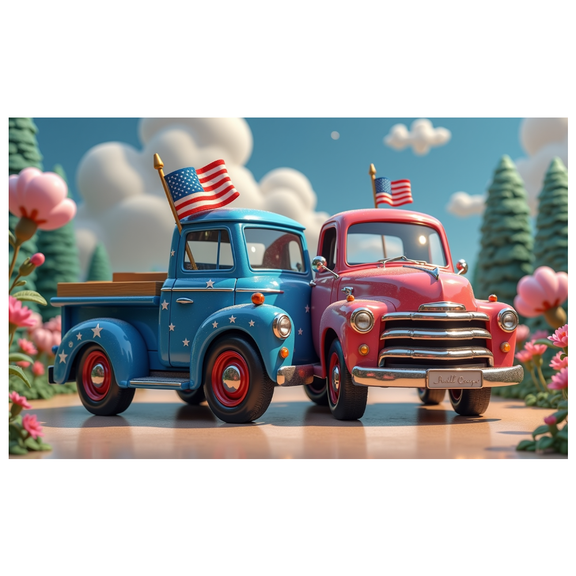 Patriotic Theme American Flag Vintage Car Banner Decorative Design for Independence Day Celebration Event Decor