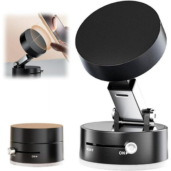 2025 New Magnetic Vacuum Suction Phone Holder, Upgraded Vacuum Magnetic Suction Phone Holder, Foldable and Retractable Double-Sided Magnetic Phone Holder for All Phones
