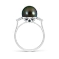 thumbnail image 2 of Angara Tahitian Cultured Pearl Ring with Trio Diamonds in 925 Sterling Silver for Women | June Birthstone Jewelry for Her, 2 of 8