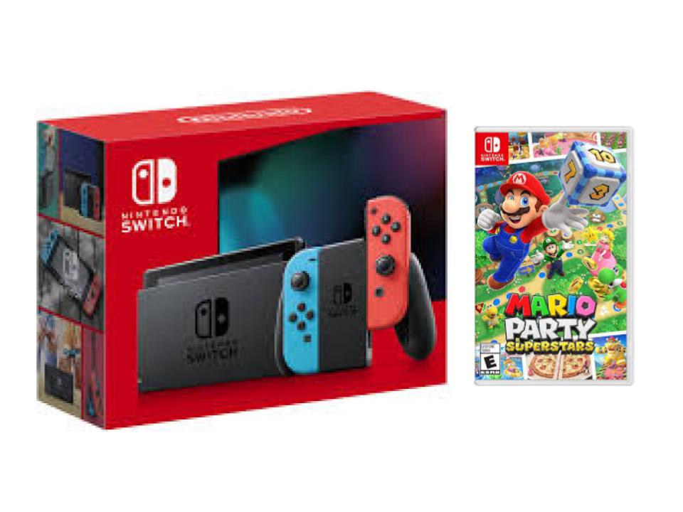 Nintendo Switch with Neon Red and Neon Blue Joy-Cons (International Edition) Bundle with Mario Party Superstars