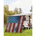 thumbnail image 4 of 4th of July RV Awning Sun Shade Screen 9'X7' Vintage American Flag Mesh Sunscreen Retro Wood Grain Awning Shade Screen with Zipper UV Blocker Completed Kits Outdoor Canopy for RV Motorhome Camper, 4 of 7