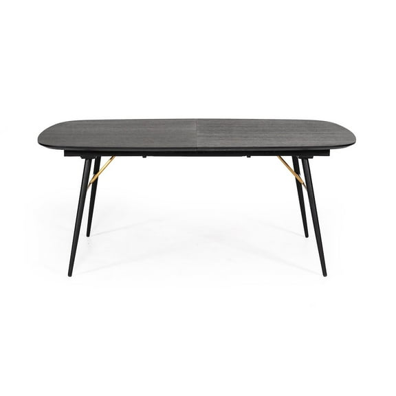 Modrest Billy Modern Black Oak & Gold Extendable Dining Table