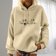 thumbnail image 2 of IROINNID Women's Long Sleeve Hoodie Mid-Length Leisure Christmas Print Pocket Sweatshirts Shirt Pullover, Beige, 2 of 5
