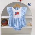 thumbnail image 2 of Gubotare 4th of July Bodysuits for Girls Baby Birthday Outfit Girl Romper Cute Embroidered Letter Tshirt Romper Clothes 0 3 6 9 12 18 24 Months (Light Blue,Size 3-6 Months), 2 of 8