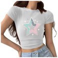thumbnail image 5 of Rezuofi 2 Pcs Cowgirl Shirt Women Embroidery Western Outfits PU Leather Star Graphic Tees Short Sleeve Tops, 5 of 6