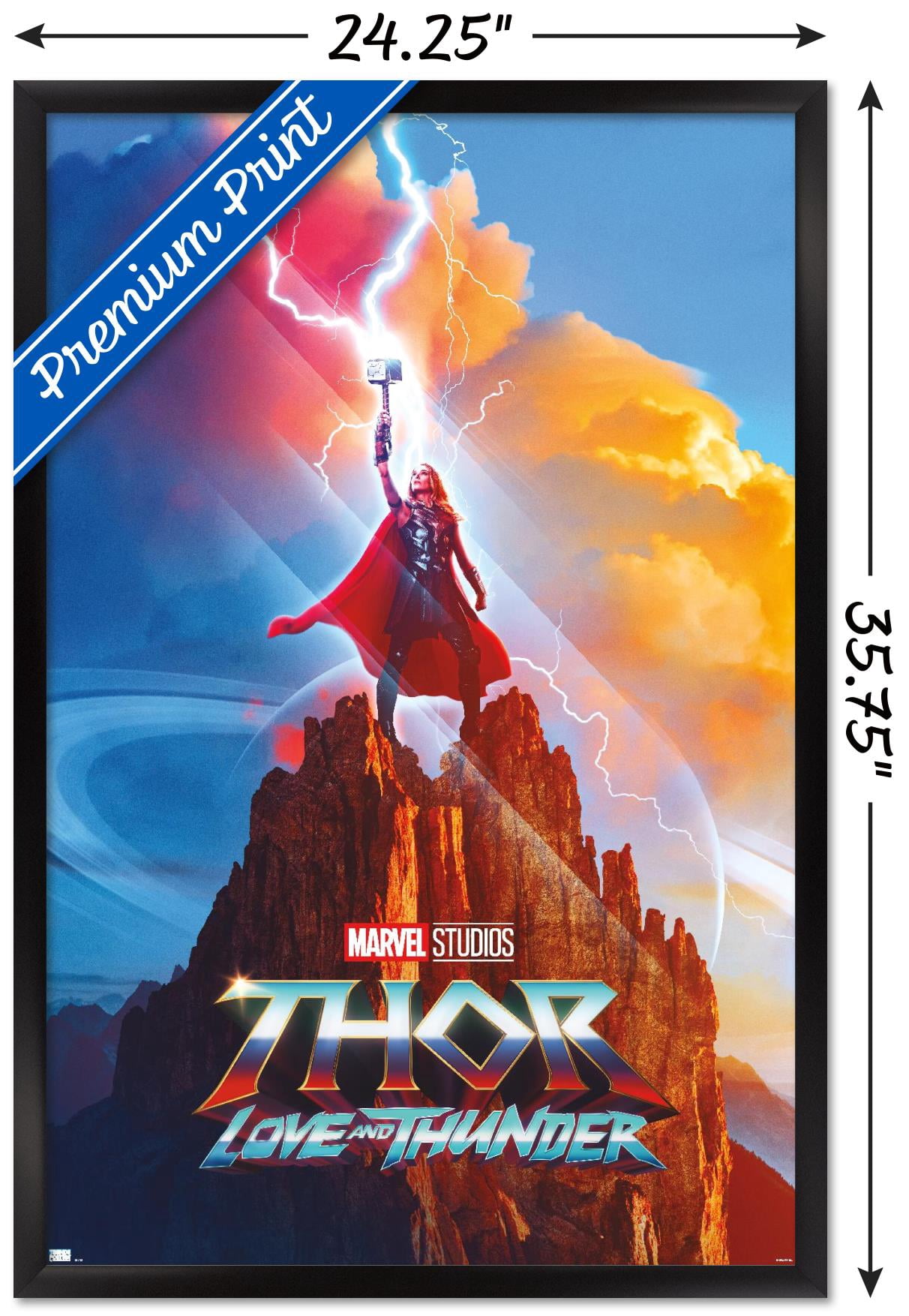 Marvel Thor: Love and Thunder - Mighty Thor One Sheet Wall Poster, 22.375" x 34" Framed