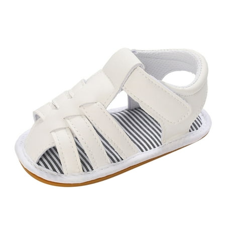 Sopelem Infant Baby Boys Girls Sandals Summer Baby Wedding Dress Flat Solid Color Shoes Newborn Crib Shoes First Walker Stylish Shoes