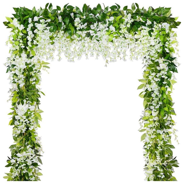 Guirnalda de Vides de Glicina, Cuerdas de Flores Artificiales de Glicinia Colgantes, Guirnalda de Flores Guirnalda Colgante de RatáN de Vid de Plantas Falsas