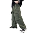 thumbnail image 3 of Bovxnpu Boys Pull on Cargo Pants Hiking Sports Pants Cargo Straight Leg Boys Loose Versatile Casual Outer Comfortable Sweatpants Pants, 3 of 6