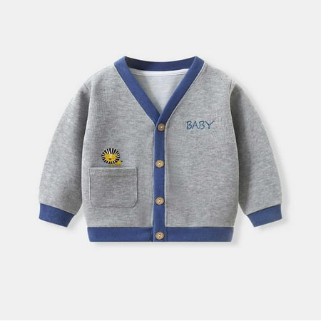 

Nrmvnmi Children s Knitted Cardigan Sweater Cute Animal Graphic Print V-Neck Long Sleeve Button Knit Sweater Versatile Warm Outer Thick Sweater Spring And Autumn Coats With Pocket