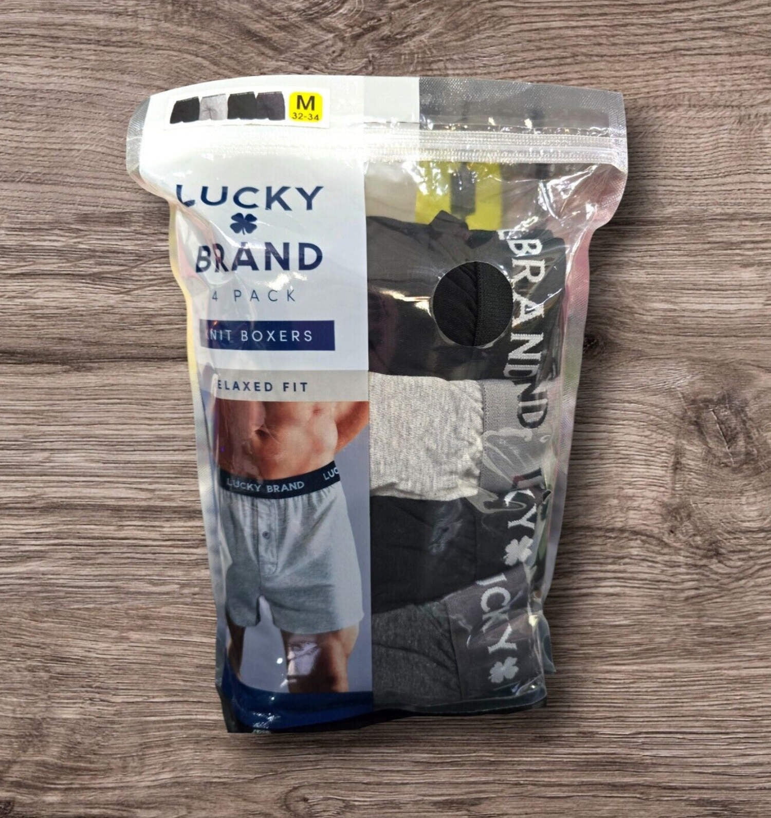 Lucky Brand Men's 4-Pack Relaxed Fit Soft Knit Boxers (Blue/Print