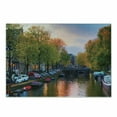 thumbnail image 1 of Dutch Cutting Board, Photo of Amstel River from City of Amsterdam with Small Boats and Bridges in Evening, Decorative Tempered Glass Cutting and Serving Board, in 3 Sizes, by Ambesonne, 1 of 2