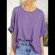 thumbnail image 5 of Camiseta Holgada Informal de Verano de Corta para Mujer. Púrpura XL, 5 of 8