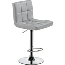 Renwick PU Leather Height Adjustable Bar Stool with Backrest, Light Gray