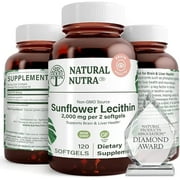 Natural Nutra Sunflower Lecithin 2000 mg Supplement – Soy Free, Non-GMO, Gluten-Free | Liver Function Support, Brain Health Booster, Helps to Improve Memory, Focus and Concentration 120 Softgels
