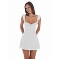 thumbnail image 6 of Women Y2k Mini Dress Ruffle Strap Short Formal Grad Dress Lace Up Backless A Line College Dresses White S, 6 of 7
