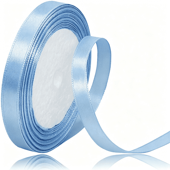 TUWAFE Light Blue Satin Ribbon 3/8 Inches X 25 Yards,Solid Color Fabric Ribbon for Gift Wrapping,Hair Bows Making,Floral Bouquets,Wedding Party Decorations,DIY Sewing Projects,And Handmade Trims