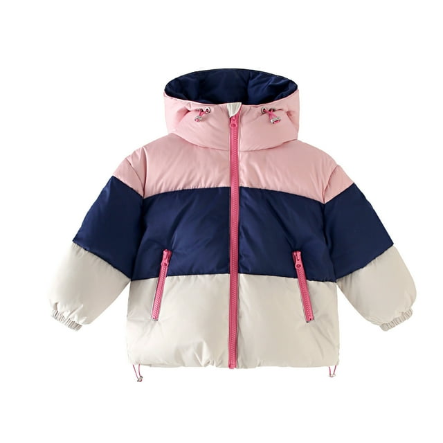 Short Sleeve Button Down, Youth Winter Style Color Blocked Casual Sports Hooded Unisex Jacket