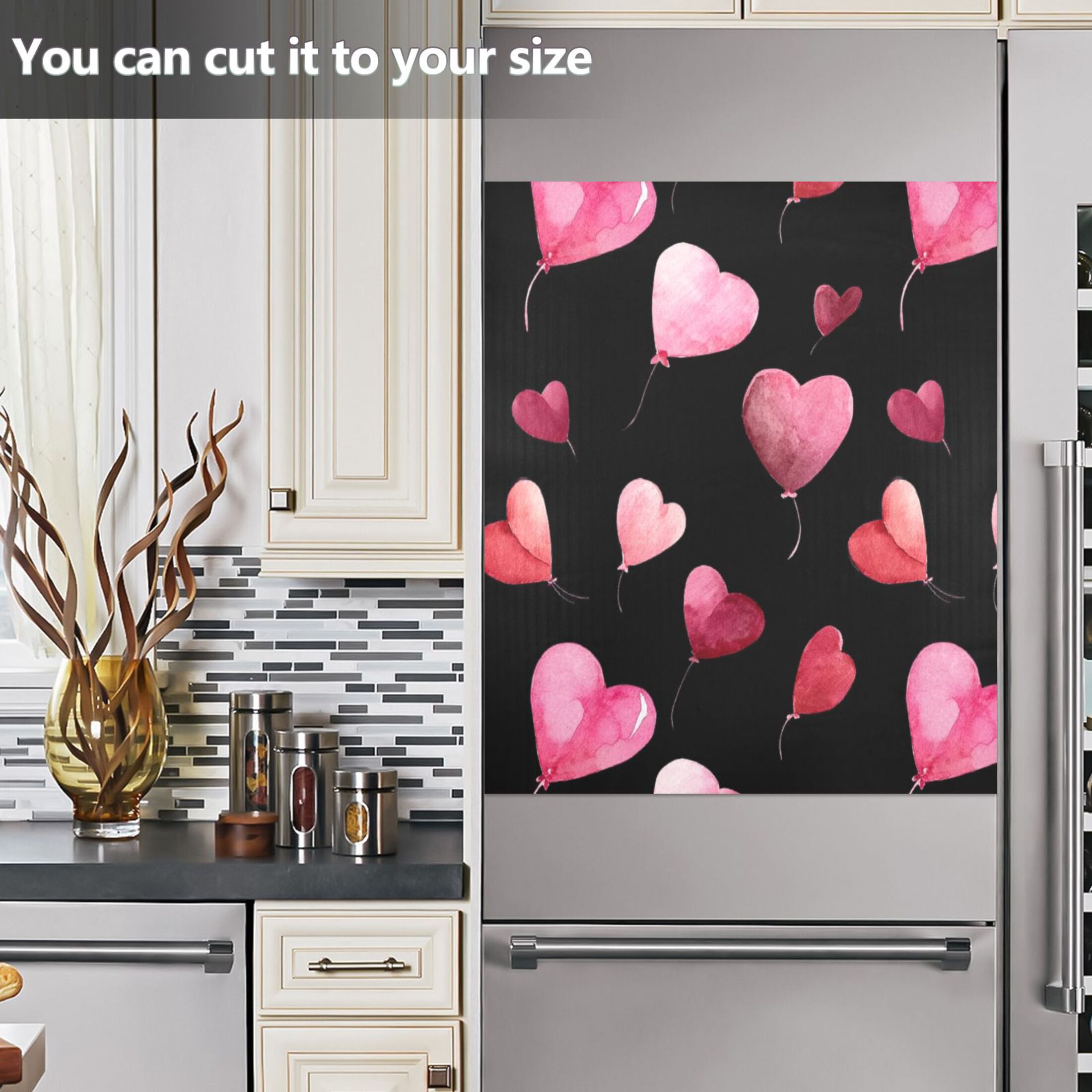 IAUYY Magnetic decorative sticker - 23x26 Inch PVC Refrigerator Decorative Cover, Removable DIY Art for Kitchen Appliances Heart Shaped Balloon