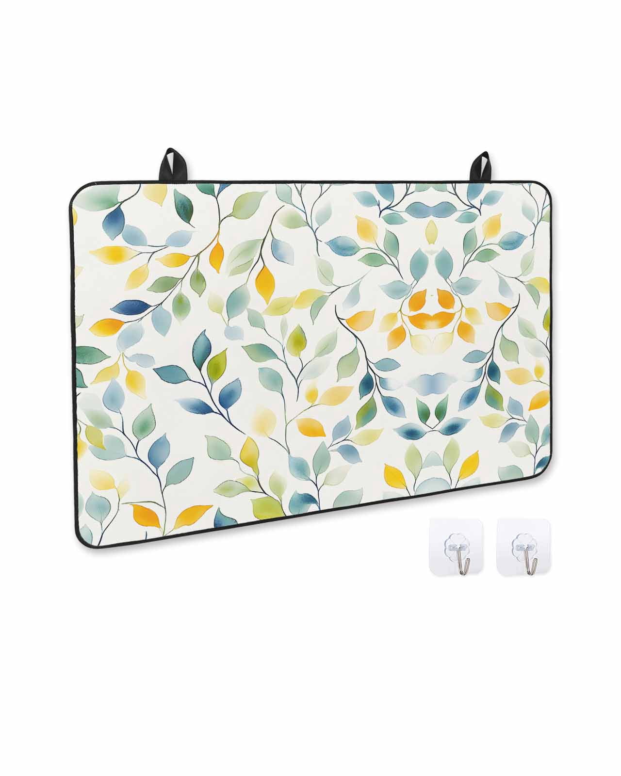 nqOlkjepod Large Induction Cooktop Protector Mat 24"x21", Eucalyptus Leaf Stove Top Covers for Electric Stove, Country Watercolor Botanical Plants Stove Burner Cover Mats, Glass Top Stove Cover