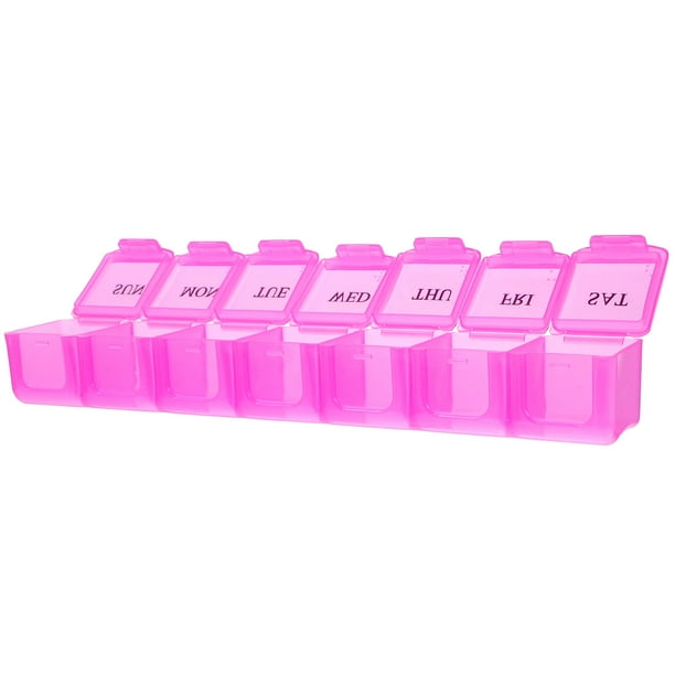 unbranded Estuche Organizador De Medicamento Rosa Resistente Y Portátil Para Almacenamiento Diario