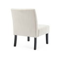 thumbnail image 6 of 2 Pcs Accent Chair , Beige Fabric Covered Chairs With Exquisite Button Tufting, Classic Slipper Style And Wooden Legs For Dressing Room (2 Pcs) - Upholstered Sophisticated Robust Wood Bedroom, 6 of 6