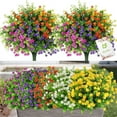 thumbnail image 1 of Juego de 15 ramos de flores artificiales para exterior e interior, plantas de plástico resistentes a los rayos UV en 5 colores para el hogar, 1 of 5