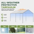 thumbnail image 4 of BaPiPro 10x20 FT Heavy Duty Waterproof PE Carport, Two-Section Outdoor Garage Canopy Tent with Adjustable Height for Cars & Boats, White, 4 of 8