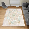 thumbnail image 2 of Mandala Turkish Area Rug, Round Flower Frame Design Classical Vintage Floral Art Ottoman Tulips, Soft Carpet for Living Room Decor with Distressed Look, 2.6' x 5', Pale Rose, by Ambesonne, 2 of 4