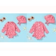 thumbnail image 4 of Younger Tree Infant Baby Girl One-Piece Swimsuit Long Sleeve Rash Guard Swimwear Hat Bathing Suit Set for 12-18 Months, 4 of 7