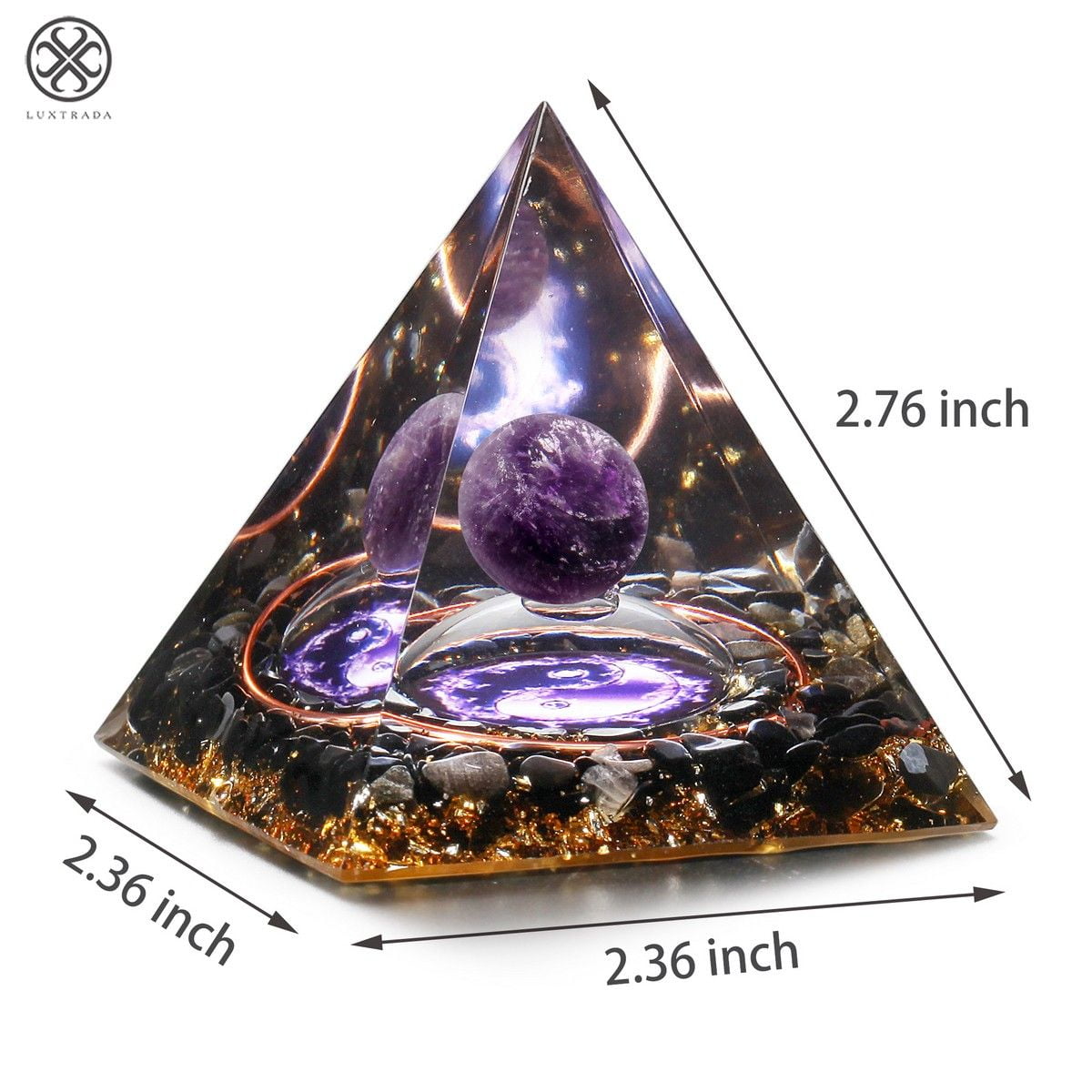 Luxtrada 7 Chakra Orgone Pyramid Natural Quartz Positive Energy Generator  Orgonite Crystal, Reiki Healing, Meditation, Yoga, Spiritual Balance 