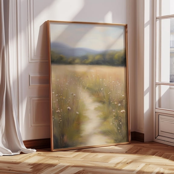 Rustic Meadow Landscape Poster, Vintage Farmhouse Wall Art Home Decor UNFRAMED Poster, Wall Art for Decor, Present, 8x12