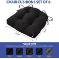 thumbnail image 3 of Chair Cushions for Dining Chairs Set of 6, Kitchen Chair Cushions, Chair Pads with Ties and Non Slip Backing, Tufted Memory Foam Seat Cushion 6 Pack, 15.5" x 15.5" x 4", Black, 3 of 14