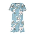 thumbnail image 4 of WaiiMak Robe T-Shirt Décontractée à Col Rond pour Femmes, Manches Courtes Plissées, Tunique Ample avec Poches, Imprimé, 4 of 5