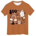 thumbnail image 4 of Oiyii Toddler Girl's Halloween Graphic T-Shirt Short Sleeve Crew Neck Tee Boo Ghost Rainbow Print Kids Top,Coffee, 4 of 4