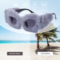 thumbnail image 6 of Plush Fuzzy Cat Eye Sunglasses Eyeglasses Vintage Style Cute Eyewear Sun Glasses Gray, 6 of 8
