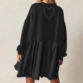 thumbnail image 5 of Womens Oversized Sweatshirt Dress Long Flowy Patchwork Pullover Tops Cute Drop Shoulder Sweatshirts Fall Long Sleeve Mini Dress Teen Girls Crewneck Solid Tunic Pleated Loose Clothing Beig, 5 of 5