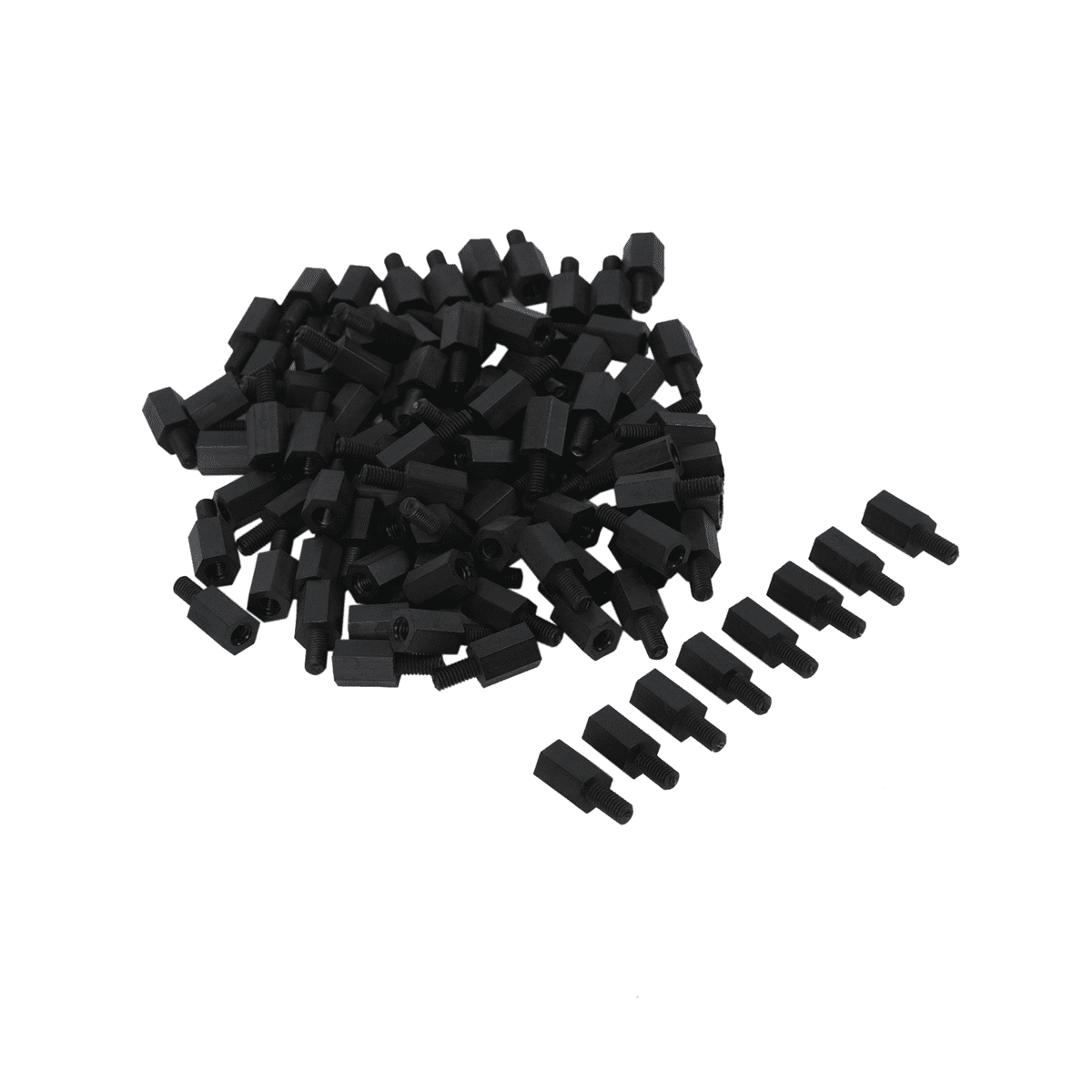 1000Pcs M3 Thread 8mm+6mm PCB Fixed Nylon Hex Standoff Spacer Pillar,1000(+/-2%) x Hexagon Standoff Spacers,black