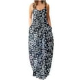 thumbnail image 2 of Lenago Robes d'Été Grande Taille pour Femmes Mode Été Sexy Bretelles Taille Mi-Haute Col en V Sans Manches Imprimé Slim Fête Plage Longue Robe Été Plage en Solde, 2 of 5