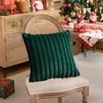 thumbnail image 4 of Luoshdecor Throw Velvet Pillow Covers，Faux Fur Stripe Square Throw Pillow Covers for Christmas Sofa Bed Living Room Decorations 18x18 in, 4 of 6