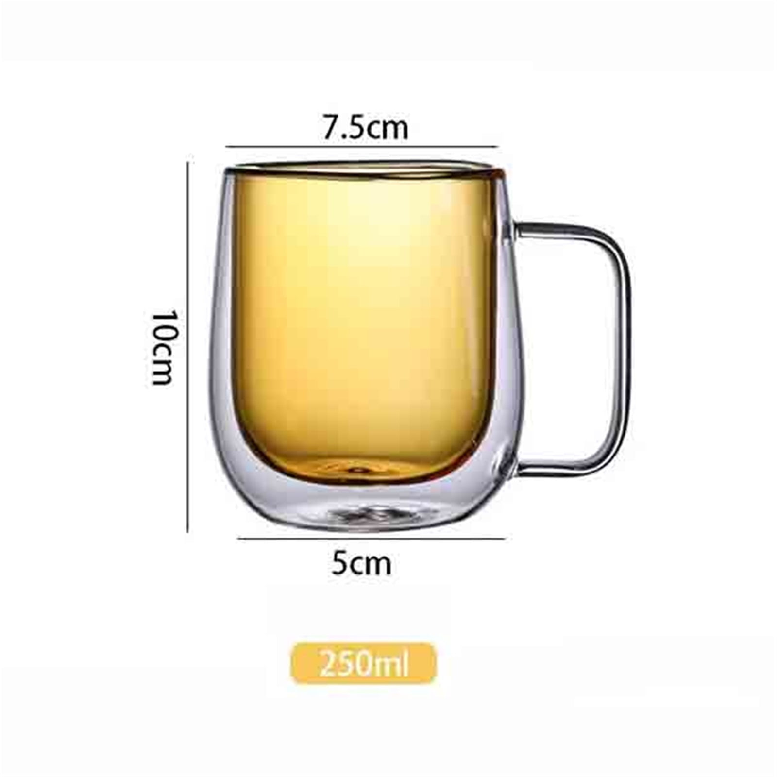 Double Walled Glass Coffee Mugs with Handle, 8.8 Oz Colored Borosilicate Glass Cups for Hot Cold Beverages, Cappuccino, Latte and Tea